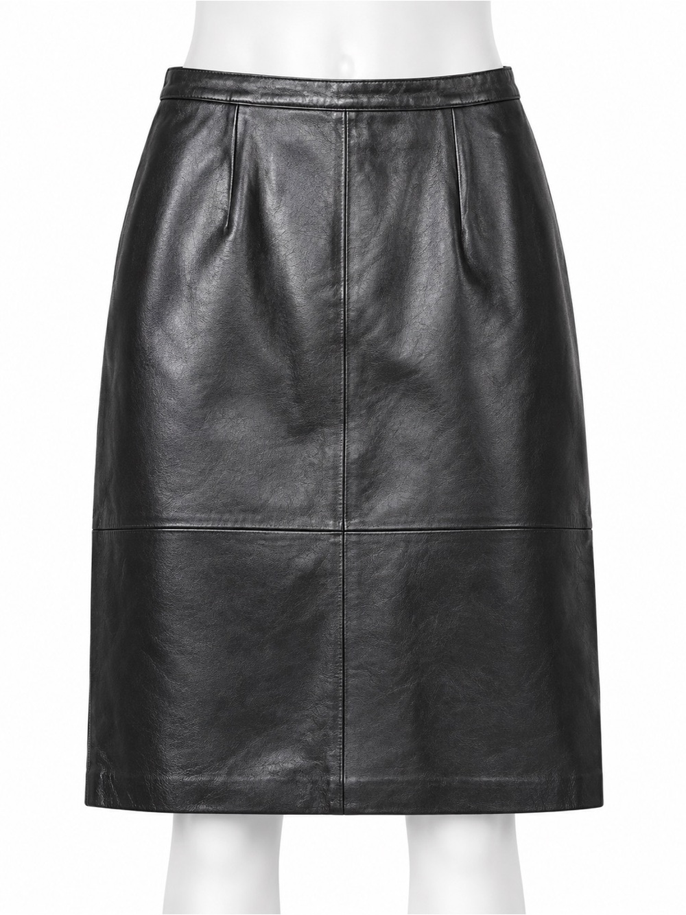 Jaclyn Smith Black 100% Leather Midi Skirt